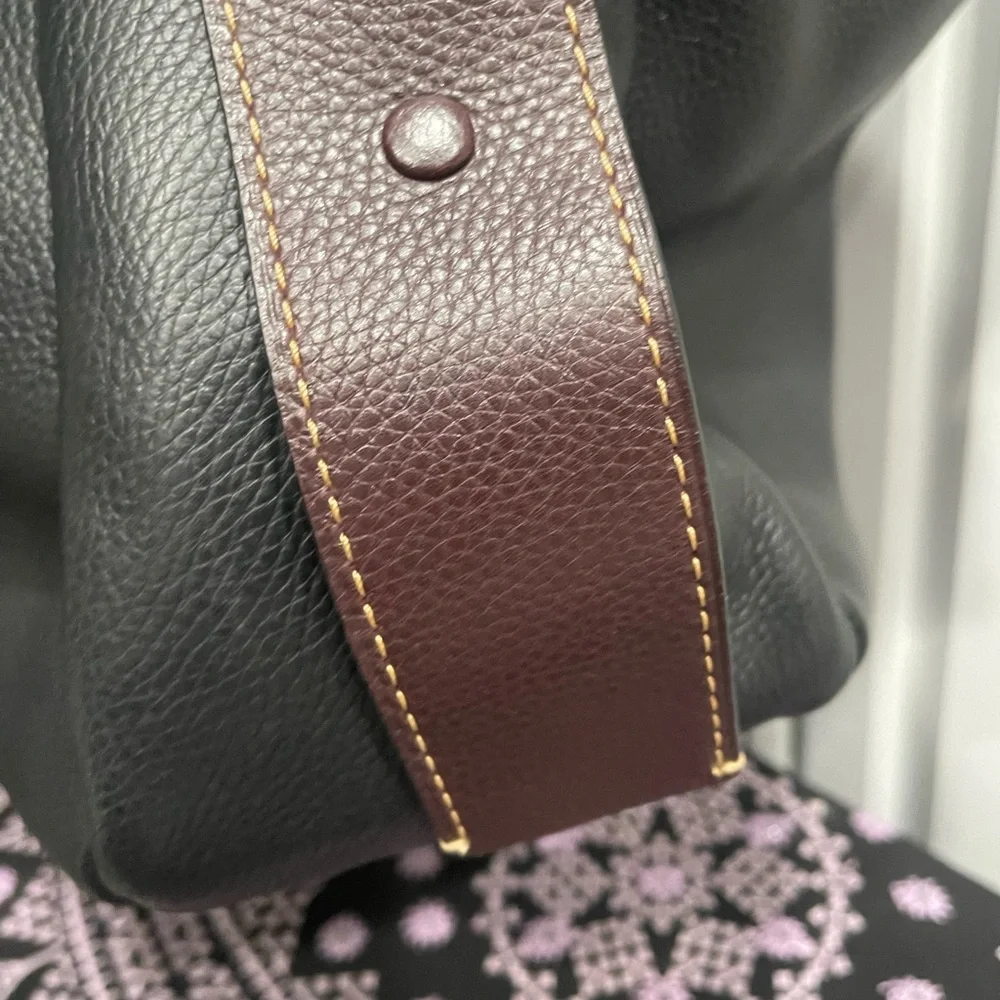 Coach Black and Tan Leather Tote - Picture 5 of 16